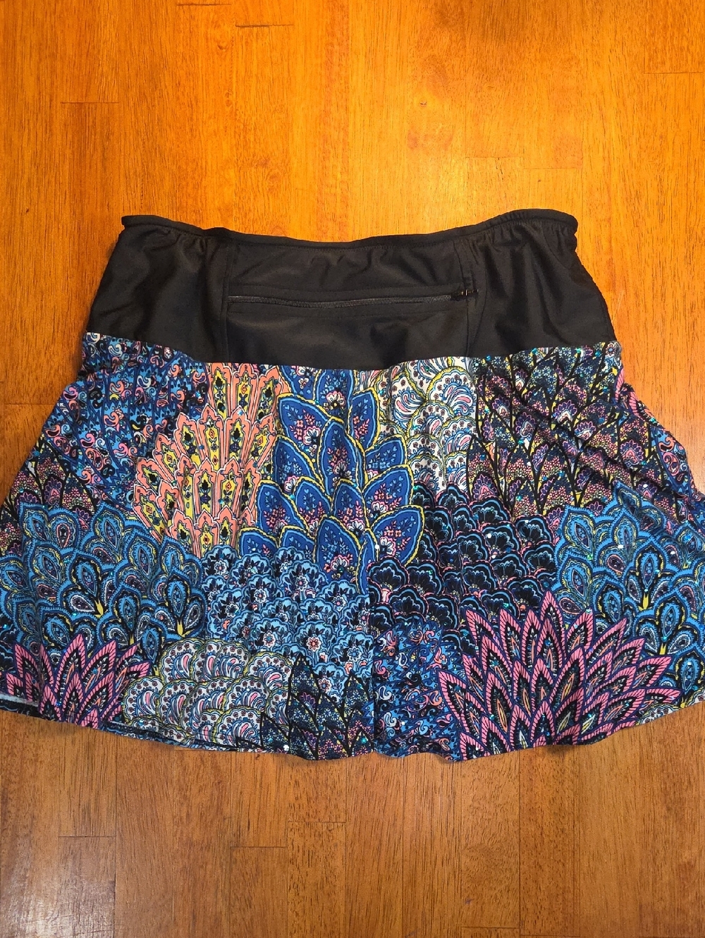 Women's Paisley Print Skort with Black Waistband - Multi Colored, So Cute!
